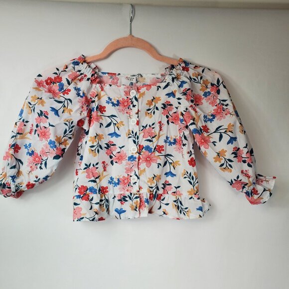 PatPat Wht Floral Long Ruffled Slv & Bottom Adorable Girls Sz 3-4Y Blouse - Picture 2 of 10